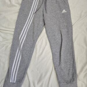 Adidas Women's Heather Gray Joggers with White Accents